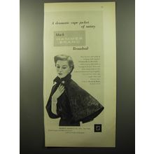 1950 Hammer Brand Broadtail Fur Ad - A dramatic cape jacket of satiny black