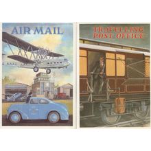 Travelling Post Office Train Air Mail 2x Royal Mail Poster Postcard s