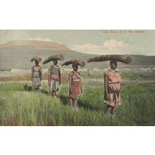 Zulu Girls Off To The Market Antique South African WW1 Postcard