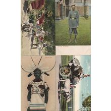 Indian Cotton Cart Ricksha Boy Bombay Policeman 4x Old Postcard s