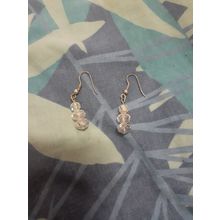 womens silver tone earrings with clear beads