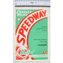 1973 Cradley Heath v Coventry Speedway Programme, 7th April