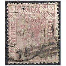 1876 SG141 2 1/2d Rosy-Mauve Plate 5 Good+ Used Filler Check Letters "KI".