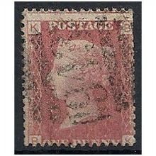 1858 SG43 1d Red Plate 122 Good/Fine Used Check Letters "BK" .