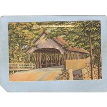 NH White Mountains Covered Bridge Postcard Covered Bridge World Guide Numb~468
