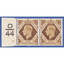 GB KGVI 1939 1s BISTRE BROWN SG475 MOUNTED MINT PAIR CONTROL O44 6