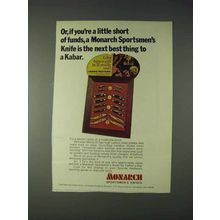 1972 Monarch Sportsmen's Knife Ad - Short of Funds