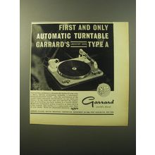 1960 Garrard Laboratory Series Type A Turntable Advertisement