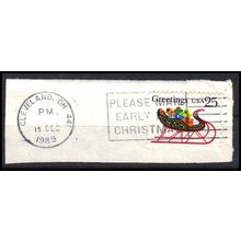 Used 2428 25c Sleigh and Presents Cleveland, OH. E1157