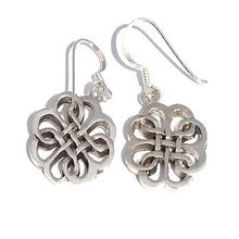 Sterling Silver Celtic Riddle Clover Dangle Earring
