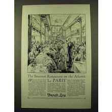 1928 French Line Cruise Ad - Smartest Restaurant