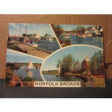 multiview, NORFOLK BROADS used postcard by J Salmon 1973 pm =