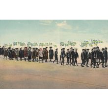 Children Flag Marching Sweden Old Swedish Procession Postcard