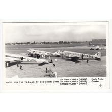 Planes at Croydon Airport Pamlin Print Reproduction Postcard Surrey AM703