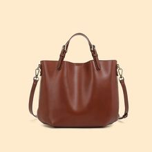 Genuine Leather Women Top Handle Shoulder Purses and Handbags Brown