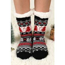Black Christmas Tree Pattern Thermal Socks