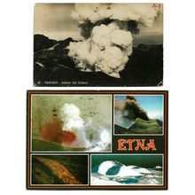 Postcard Italy volcanoes Vesuvius interior 1908 ? Etna multiview 1993