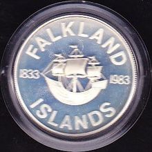 1983 Falkland Islands 50 Pence Silver Proof Coin 150th Anniversary British Rule