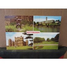 multiview, NOTTINGHAM, used vintage postcard 1967 pm #