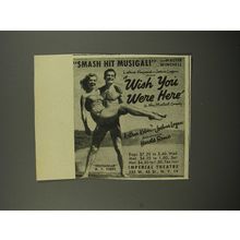 1953 Wish you were Here Play Ad - Smash hit musical - Walter Winchell