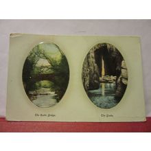 UNKNOWN PLACE RUSTIC BRIDGE AND GROTTO antique postcard 1905 Market Deeping pm /