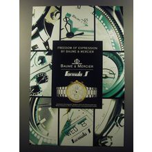 1992 Baume & Mercier Formula S Watch Advertisement - Freedom of expression