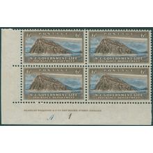 New Zealand 1947 6d chocolate & blue Life Insurance SGL48 unused plate block