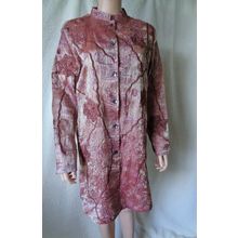 Indigo Moon MANDARIN COLLAR Embroidered SILK DUSTER COAT Rose Multi S (more M)