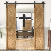 WINSOON 6FT Barn Door Hardware Kit: Double Sliding Door Hardware - Black Barn Do