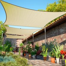 Shademart 12' X 20' Beige Sun Shade Sail UPF50 Rectangle Canopy Fabric Cloth Scr