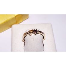 Estate .30ctw Natural Garnet and Citrine Heart Cut Dual 10Kt YG S-9.5 Ring#22582