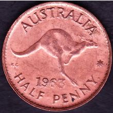1963 Y. Australia 1 Half Penny Coin