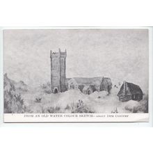 St Piran's Old Church Cornwall from an Old Water Colour Sketch Postcard P94