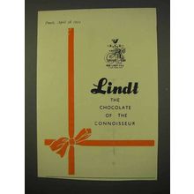 1954 Lindt Chocolate Ad - Chocolate of the Connoisseur
