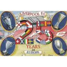 Liverpool Football Club 25 Years Of European Football 1990s Painting Postcard