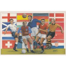 Bobby Moore Dixie Dean Duncan Ferguson Billy Wright Football Painting Postcard