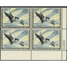 RW30, Mint XF NH $3 Duck Plate Block of Four Stamps Cat $450.00 - Stuart Katz
