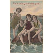 Saucy Seaside Girls Women Ultimate Sexy Smoking Old Beach Postcard