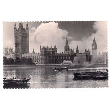 HOUSES OF PARLIAMENT, WESTMINSTER, LONDON . used vintage postcard. RP 1960 pm #