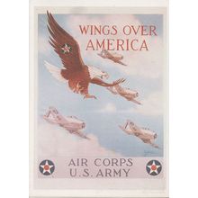 Wings Over America Air Corps US Army Military Postcard