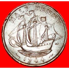 SHIP: UNITED KINGDOM★HALF PENNY 1944! GEORGE VI (1937-1952)★LOW START★NO RESERVE