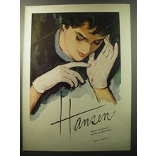 1960 Hansen Gloves Ad - Hansen delicate colored stripes