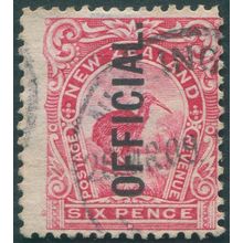 New Zealand 1908 6d pink Perf 14x13, 13½ Official SGO71 used
