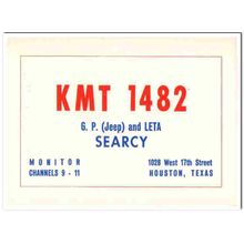 kmt-1482 gp jeep searcy houston texas 1960s cb qsl vintage postcard