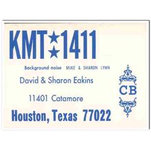 kmt-1411 david eakins houston texas1960s cb radio qsl vintage postcard
