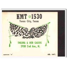 kmt-1530 bob gaddis texas city tx 1960s cb radio qsl vintage postcard2