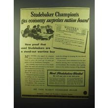 1943 Studebaker Champion Car Ad - Gas Economy