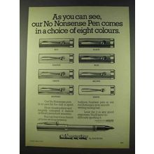 1979 Sheaffer No Nonsense Pens Ad - Choice of Colours