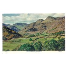 LANGDALE PIKES & VALLEY, CUMBRIA unused postcard. by H. Webster of Keswick =