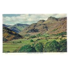 LANGDALE PIKES & VALLEY, CUMBRIA unused postcard. by H. Webster of Keswick